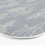 Botanical Cottage Floral Pattern in Muted Gray Blue and Cream Bath Mat Gallery Image 3