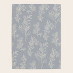 Botanical Cottage Floral Pattern in Muted Gray Blue and Cream Poster Gallery Image 4
