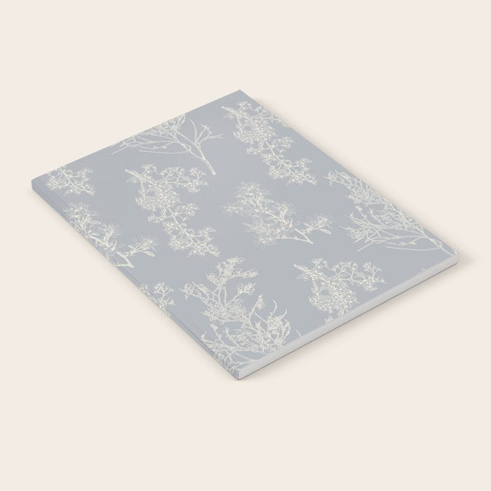 Botanical Cottage Floral Pattern in Muted Gray Blue and Cream Notebook Gallery Image 2
