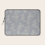 Botanical Cottage Floral Pattern in Muted Gray Blue and Cream Laptop Sleeve Gallery Image 1