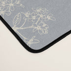 Botanical Cottage Floral Pattern in Muted Gray Blue and Cream Desk Mat Gallery Image 4