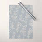 Botanical Cottage Floral Pattern in Muted Gray Blue and Cream Wrapping Paper Gallery Image 1