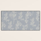 Botanical Cottage Floral Pattern in Muted Gray Blue and Cream Desk Mat Gallery Image 3
