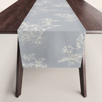 Botanical Cottage Floral Pattern in Muted Gray Blue and Cream Table Runner Gallery Image 1