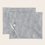 Botanical Cottage Floral Pattern in Muted Gray Blue and Cream Placemat Gallery Image 1