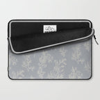Botanical Cottage Floral Pattern in Muted Gray Blue and Cream Laptop Sleeve Gallery Image 2