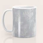 Botanical Cottage Floral Pattern in Muted Gray Blue and Cream Coffee Mug Gallery Image 3