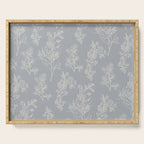 Botanical Cottage Floral Pattern in Muted Gray Blue and Cream Serving Tray Gallery Image 1