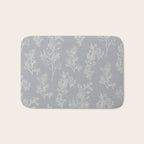 Botanical Cottage Floral Pattern in Muted Gray Blue and Cream Bath Mat Gallery Image 1