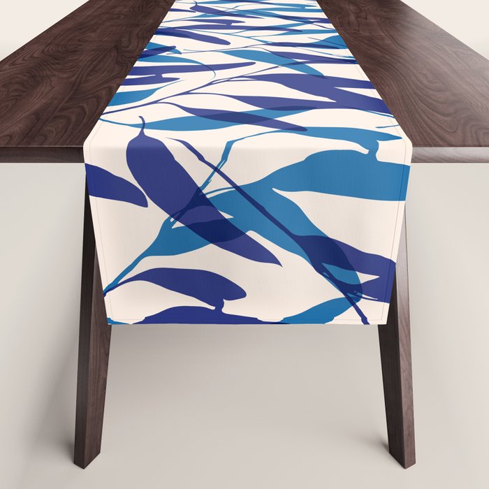 Gum leaves pattern in blue Table Runner Gallery Image 1
