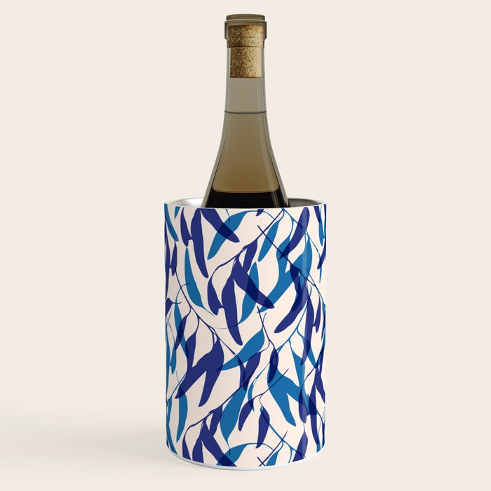 Gum leaves pattern in blue Wine Chiller Gallery Image 3