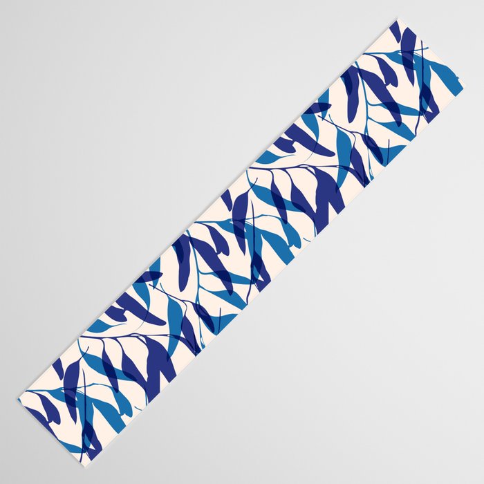 Gum leaves pattern in blue Table Runner Gallery Image 3