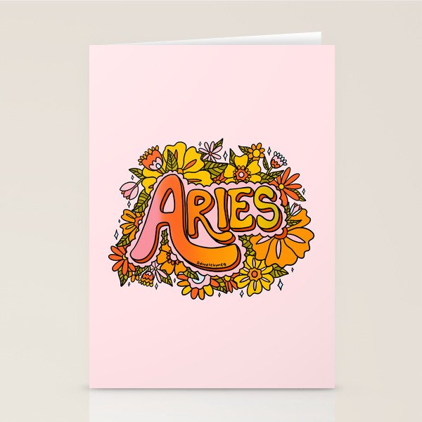 Aries Flowers Stationery Card Gallery Image 2