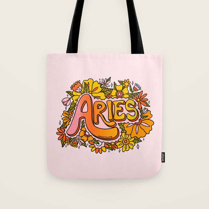 Aries Flowers Tote Bag Gallery Image 1