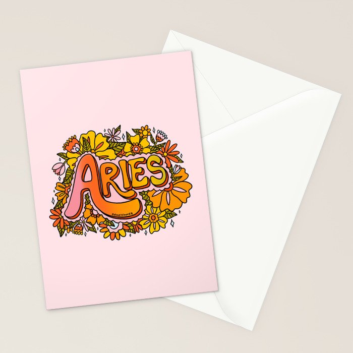 Aries Flowers Stationery Card Gallery Image 2