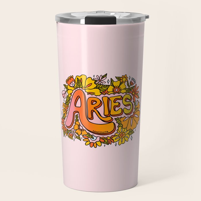 Aries Flowers Travel Mug Gallery Image 1