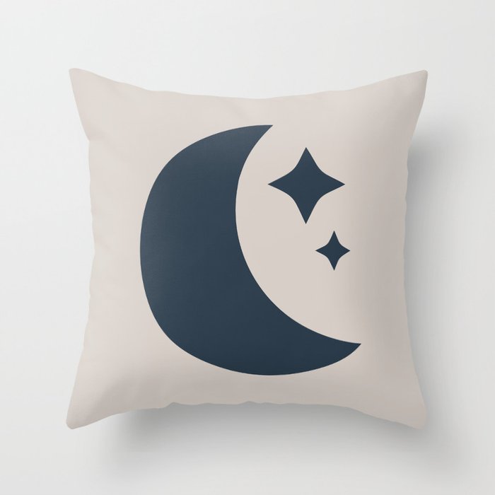 Moon & Stars - Dark Blue Throw Pillow Gallery Image 6