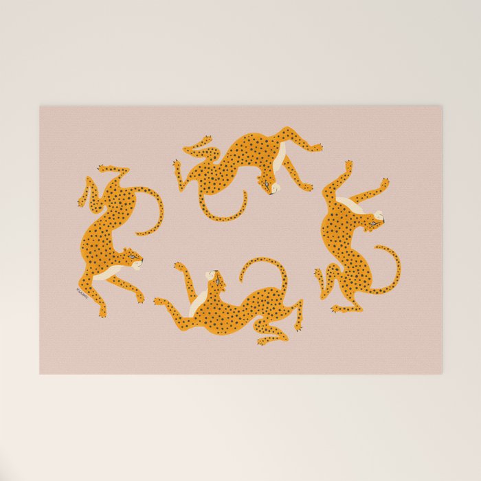 Leopard Race - pink Welcome Mat Gallery Image 1