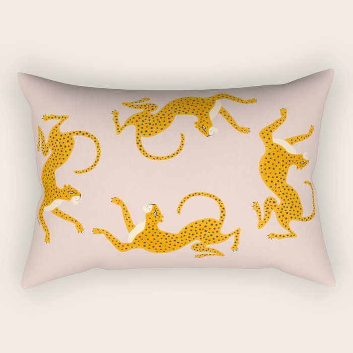 Leopard Race - pink Rectangular Pillow Gallery Image 1