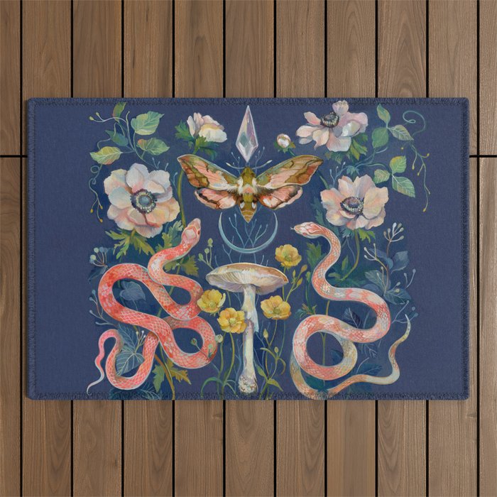 Snake Moth Mushroom  Outdoor Rug Gallery Image 1