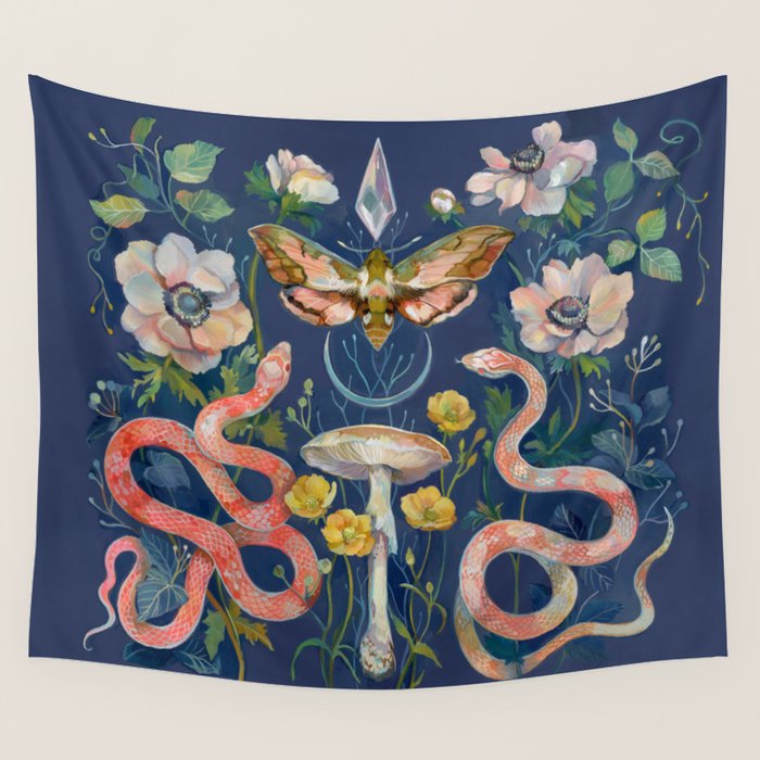 Snake Moth Mushroom  Wall Tapestry Gallery Image 4