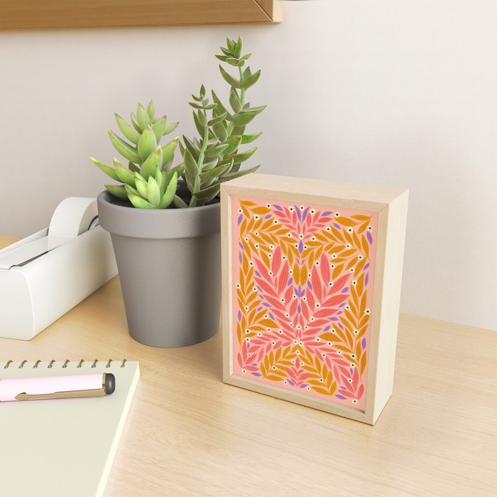 Flower and Leaves - Colorful Print Mini Art Print Gallery Image 2