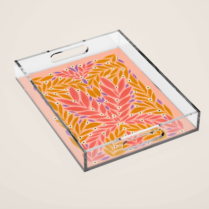 Flower and Leaves - Colorful Print Acrylic Tray Gallery Image 1