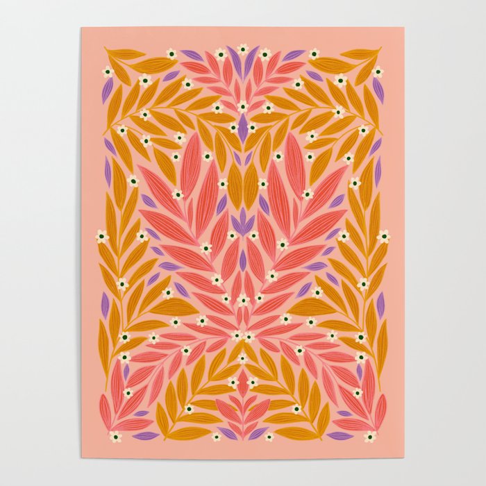 Flower and Leaves - Colorful Print Poster Gallery Image 4