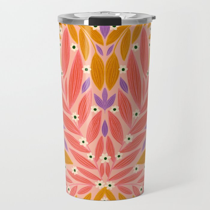 Flower and Leaves - Colorful Print Travel Mug Gallery Image 1