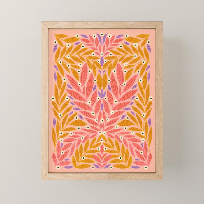 Flower and Leaves - Colorful Print Mini Art Print Gallery Image 1