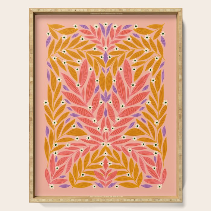 Flower and Leaves - Colorful Print Serving Tray Gallery Image 1