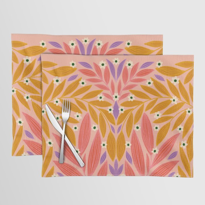 Flower and Leaves - Colorful Print Placemat