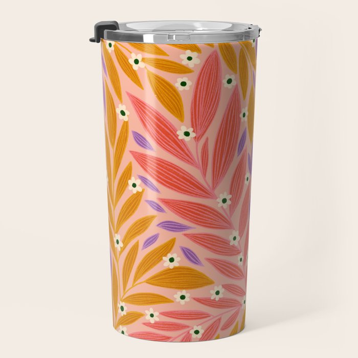 Flower and Leaves - Colorful Print Travel Mug Gallery Image 3