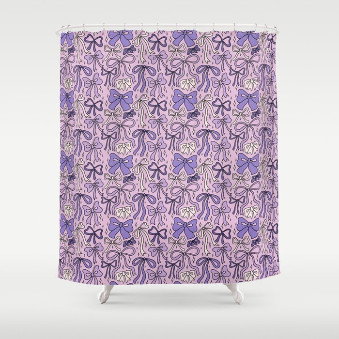 Purple Bow Print Shower Curtain Gallery Image 1