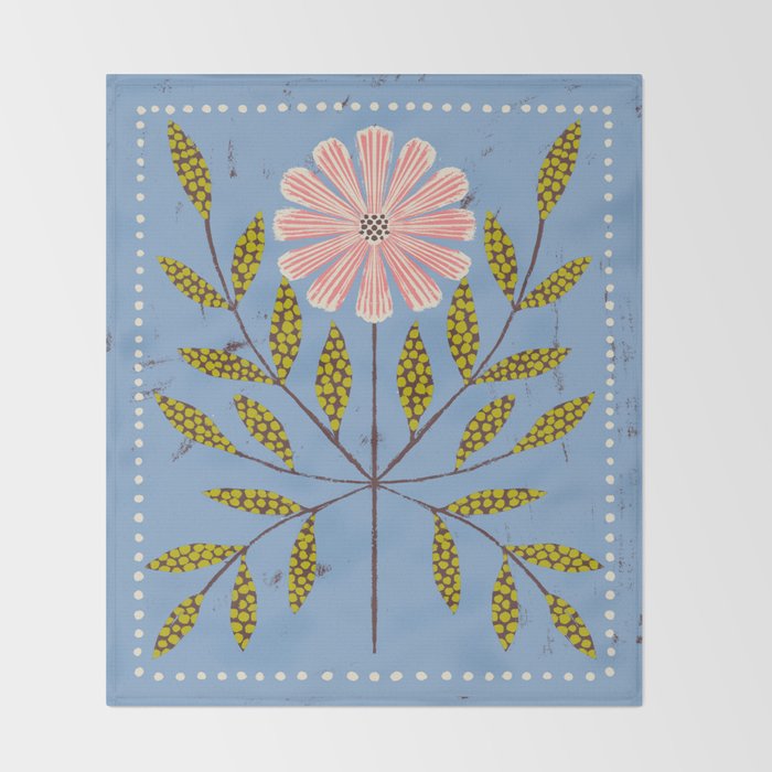 Blue Daisy Tile Throw Blanket Gallery Image 2
