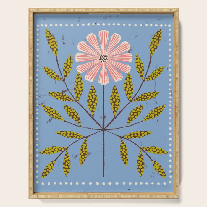 Blue Daisy Tile Serving Tray Gallery Image 1