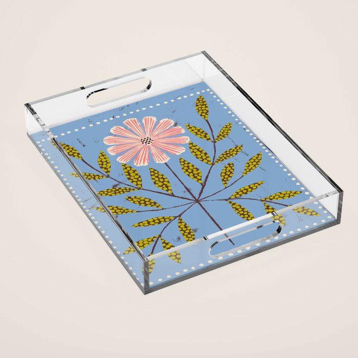 Blue Daisy Tile Acrylic Tray Gallery Image 1