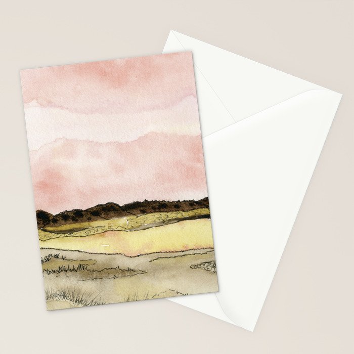 West Texas Sky After Sunset watercolor landscape painting Stationery Card Gallery Image 2