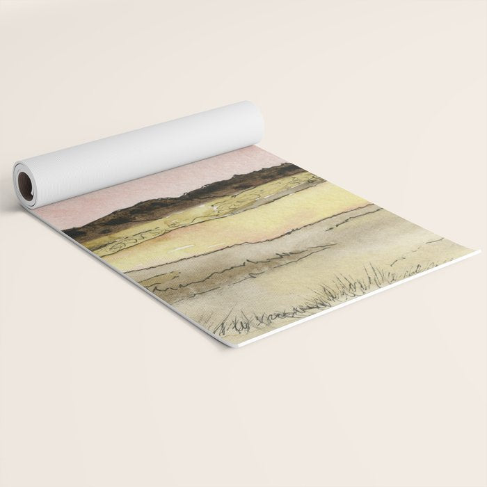 West Texas Sky After Sunset watercolor landscape painting Yoga Mat Gallery Image 2
