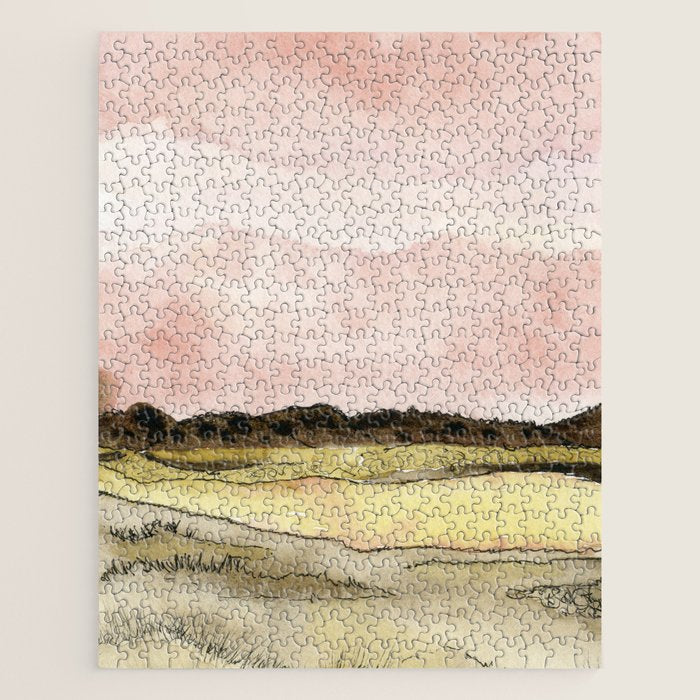 West Texas Sky After Sunset watercolor landscape painting Jigsaw Puzzle Gallery Image 1