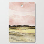 West Texas Sky After Sunset watercolor landscape painting Cutting Board Gallery Image 1