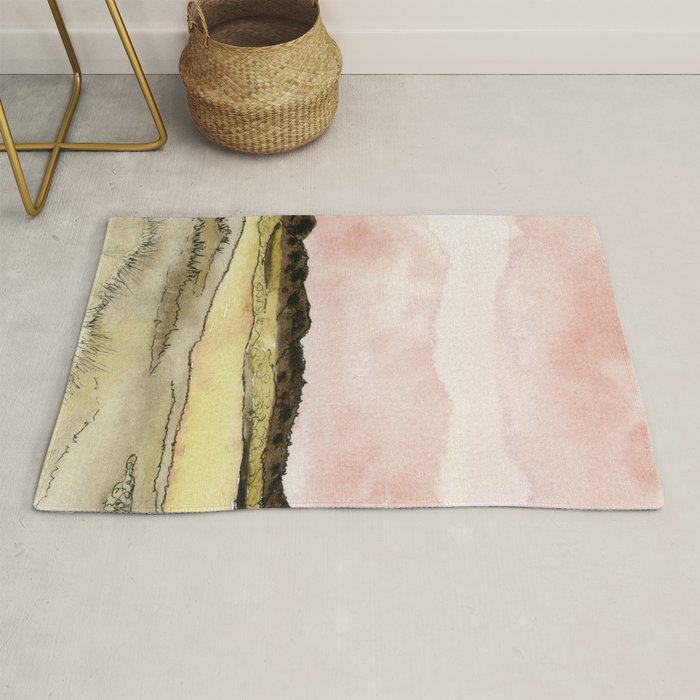 West Texas Sky After Sunset watercolor landscape painting Rug Gallery Image 1