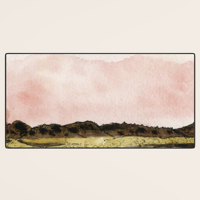 West Texas Sky After Sunset watercolor landscape painting Desk Mat Gallery Image 3