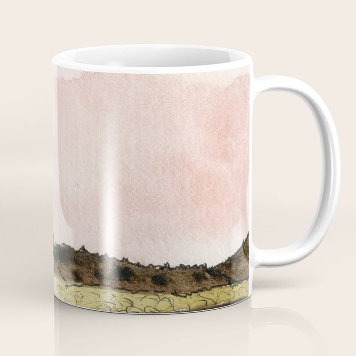 West Texas Sky After Sunset watercolor landscape painting Coffee Mug Gallery Image 1