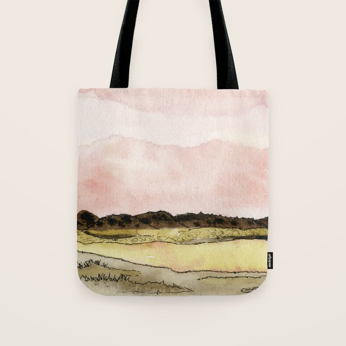 West Texas Sky After Sunset watercolor landscape painting Tote Bag Gallery Image 1