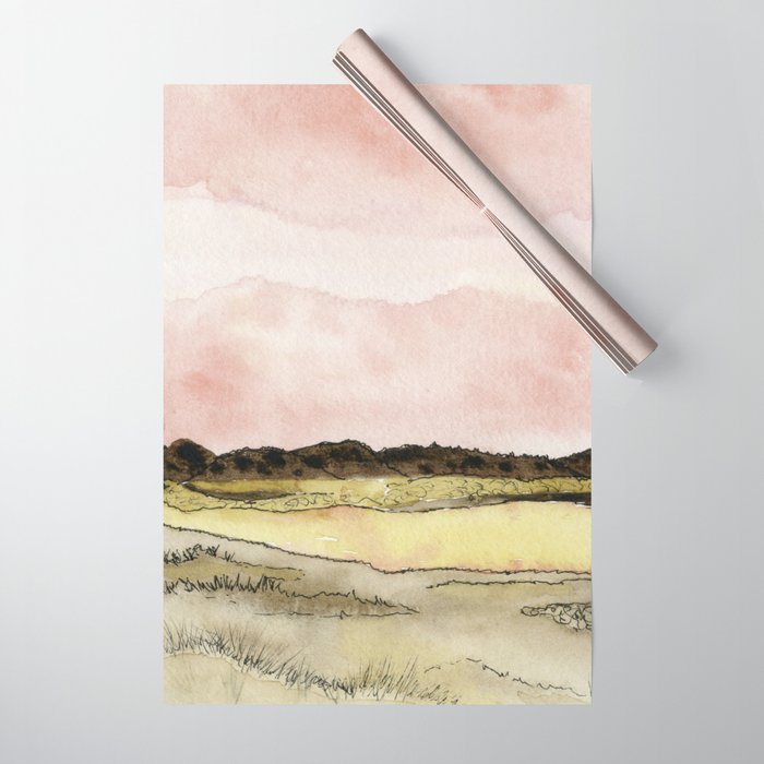 West Texas Sky After Sunset watercolor landscape painting Wrapping Paper Gallery Image 1