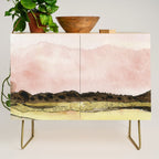 West Texas Sky After Sunset watercolor landscape painting Credenza Gallery Image 1