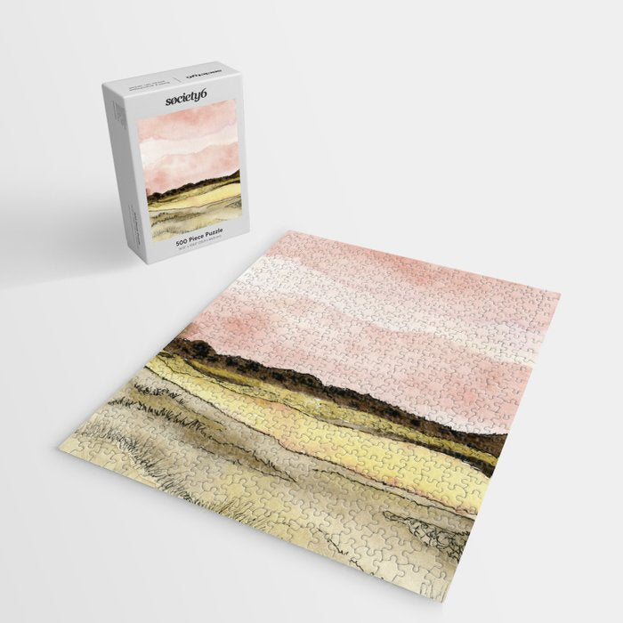 West Texas Sky After Sunset watercolor landscape painting Jigsaw Puzzle Gallery Image 2