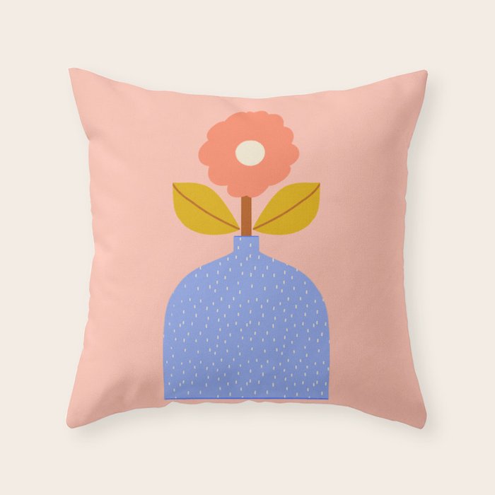 Modern Vase - Peach Throw Pillow Gallery Image 1