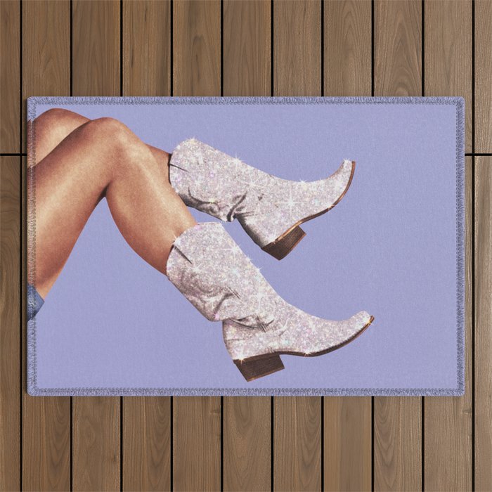 These Boots - Glitter Very Peri Periwinkle Outdoor Rug Gallery Image 1